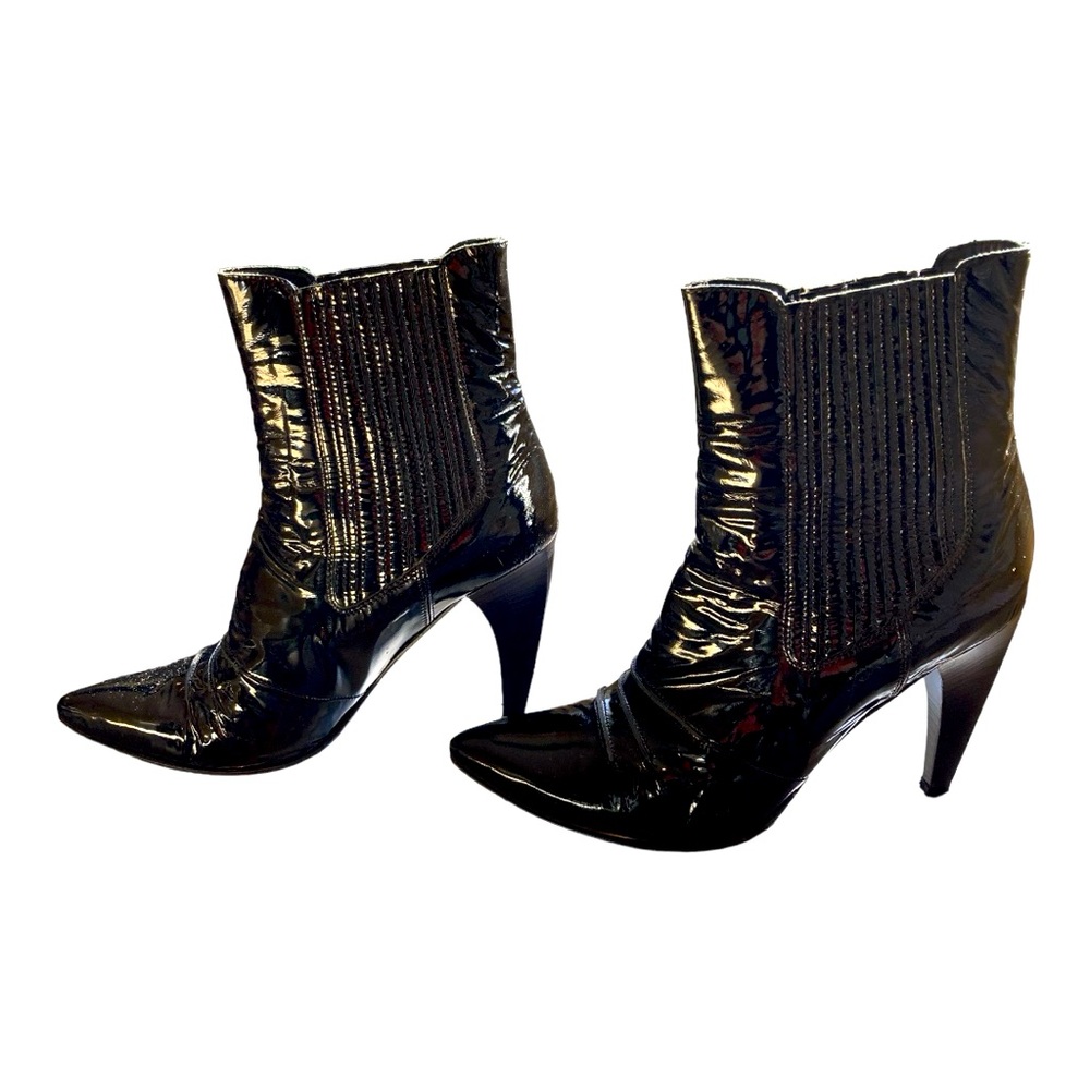 Italian Black Patent Leather Ankle Boot